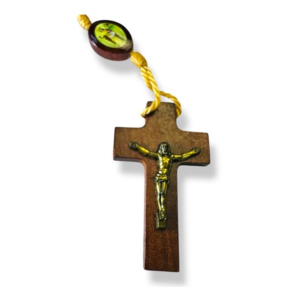 Brown Wood Rosary Vintage Prayer Beads Religious Crucifix Collectible - Picture 2 of 3